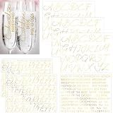 6 Sheets Custom Bride Bridesmaids Letter Stickers Personalized Vinyl Proposal Name Decal UV Dtf Cup Wraps for Champagne Glasses Cups Gift Box Bridal Shower Wedding Bachelorette Party(Gold)