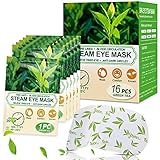 16 Packs Steam Eye Masks for Dry Eyes, Green Tea Warm Eye Mask, Relief Eye Fatigue & Puffy Eyes, Moist Heating Compress for Eyes, Self Heated Eye Mask, Disposable Travel Essentials & Relaxation Sets