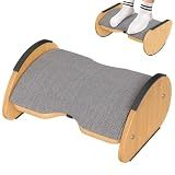 Amazer Bamboo Under Desk Footrest with Cushion 3-in-1, Reversible Ergonomic Wood Rocking Foot Rest for Under Desk at Work, Adjustable Foot Stools with Washable Cover, Desk Leg Rest for Home Office