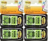 Post-it 680SD2 Sign and Date Message Flag, 1"x1-3/4", 100/PK, Green- Pack of 2