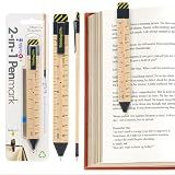 Gifts for Readers & Writers Pen Bookmark, Page Marker & Flat Writing Pen for Journal Notebook & Planner, Penmark Reading Accessory for Making Book Annotations, Ruler