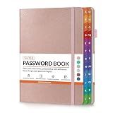 SUNEE Password Book with Alphabetical Tabs, 5.3''x 7.7''- Rose Gold
