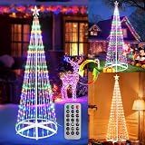 iBaycon Outdoor Christmas Tree, 6.9FT 298 LED Color Changing Lights | Dimmable with Remote Control & Timer, Waterproof Indoor Outdoor Xmas Tree Light for Christmas Decor, Warm White to Multicolor