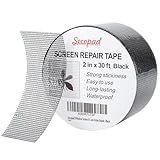Secopad Black Window Screen Repair Tape, 2 in X 30 FT (360IN) Screen Repair Kit for Windows or Doors, Strong Adhesive Fiberglass Mesh Patch Tape