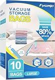 Fygrip Vacuum Storage Bags with Hand Pump, Plastic Packaging Bags, 80% Space Saver Vacuum Seal Bags for Clothing, Travel Lugggage, Blankets, Comforters, 10 Large