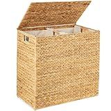 Best Choice Products Large Laundry Hamper with Lid, Natural Handwoven Hyacinth Laundry Basket, W/Removeable & Washable Liner Bag, Portable, Handles, 30 Gallon (114 liters) - Natural