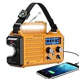 Eoxsmile Emergency Radio with NOAA Weather Alert– 5000mAh Solar Hand Crank Portable AM/FM Shortwave Radio, Rechargeable Battery, USB Charger, Flashlight, SOS Alarm for Home Outdoor Hurricane Survival