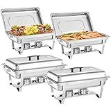 Chafing Dishes for Buffet 4 Pack, 9 Quart Stainless Steel Chafing Dish Buffet Set with Folding Frame, Food Warmers for Parties, Catering Supplies, Banquets, and Weddings