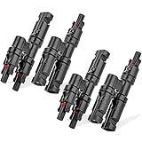BAITHNA 4 Pcs 2 Way Branch Solar Panel Connector, Male/Female DIY Mount Tool Solar Parallel Connector, 2 to 1 Solar Cable Connectors Between Solar Panels
