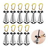 NACETURE Deck Anchors Pegs with Carabiners - Tie Down Anchor Rope Tensioner | Rope Tent Tie Down Stakes Clips, Canopy Tent Anchors Outdoor Camping Tent Accessories 10 Pack (Black)