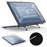 SEYMAC stock Case for MacBook Air 15 inch 2025-2023 Release A3241 A3114/A2941 M4-M2 Chip, Shock-Absorbing Protection with Folding Stand &Mouse Pad/Bag Case for MacBook Air 15'' (Blue)