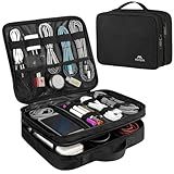 MATEIN Cable Organizer Bag, Large Travel Storage Bag Sturdy Tool Case with Handle for Phone Cord Electronics Accessories, Carrying Case for Tablet (Up to 12.9inch), Powerbank, Hard Drive, Black