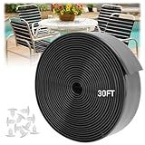 LukLoy 2" x 30' Vinyl Straps for Patio Chair Repair Kit + 30 Rivets, Cuttable Replacement Straps for Outdoor Garden Lawn Deck Pool Balcony Beach Furniture Chaise Lounge Repair, Black