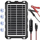 SUNAPEX 12V Solar Battery Charge: 10W Waterproof Portable Solar Panel Kit - Battery Maintainer Trickle Charger - with Upgrade Built in Charge Controller for Car Boat RV Trailer Automotive Motorcycle