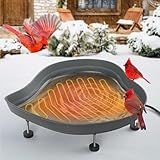 Heated Bird Baths for Outdoors for Winter - 60W Thermostatically Controlled Heated Bird Bath for Outside Winter, Large Capacity Heated Birdbath for Outdoors for Winter Garden Yard Lawn Decor - Gray