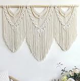 Achart Macrame Wall Hanging Large- Boho Wall Decor- large wall art- Wall Decor Living Room- Macrame Tapestry Boho Decor for Bedroom (Beige-V)