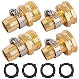 2 Set Garden Hose Repair Connector with Clamps, Fit for 3/4" or 5/8" Garden Hose Fitting, 5/8" Barb x 3/4" GHT Garden Hose Adapter/Fittings, Water Hose Repair Kit