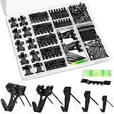 KURUI Picture Hangers, 385Pcs Picture Hanging Kit with Heavy Duty Picture Hanging Hooks, Sawtooth, Hardware Nails and Picture Hanging Tool, Wall Hangers for Frame, Painting, Art, Photo (Black)