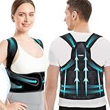 Vicorrect Posture Corrector for Women and Men: Back Brace Support - Shoulders Straightener Relieve Upper Back Pain (Black, Large)