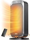DREO Quiet Space Heater, 1500W Portable Heaters for Indoor Use with Remote, 70° Oscillation, Fast and Safety Electric PTC Ceramic for Desk Office Bedroom, 12H Timer