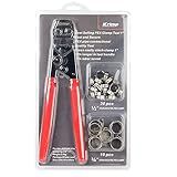 IWISS PEX Cinch Clamp Crimping Tool for Stainless Steel Clamps from 3/8-inch to 1-inch with Calibration Gauge 20pcs 1/2-inch and 10 pcs 3/4-inch Clamps Suit ASTM F2098 Standards
