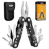 RoverTac Multitool Pliers Pocket Knife, 14 in 1 Multi Tool Knife Pliers Saw Bottle Opener Safety Lock Nylon Sheath, Camping Hiking Gear Multitool for Camping Survival Hiking DIY, Gifts for Men Dad