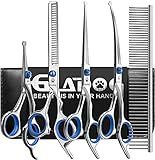 Dog Grooming Scissors Kit with Safety Round Tips, GLADOG Professional 6 in 1 Grooming Scissors for Dogs, Sharp and Heavy-duty Dog Grooming Shears for Dogs Cats Pets