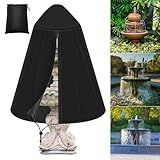600D Fountain Cover D 36" x H 42" Heavy Duty Outdoor Fountain Covers Waterproof Garden Fountain Statue Protective Cover with Drawstring Black