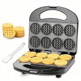 FineMade Mini Waffle Maker, Mini Waffle Iron, Waflera Electrica, Small Waffle Maker for Kids, Baby wafflera, Makes 8×2" Tiny Waffle Bites, Non-stick Surface, Ideal for Breakfast, Dessert and Snacks