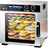 Food Dehydrator for Jerky, Up to 194°F Temperature Control and 5 Presets and 48H Timer, 8 Stainless Steel Trays With Large 8.8" Drying Space, Food Dryer for Dog Treats, Herbs, Fruit and Veggies