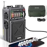 Emgykit R11 Portable Shortwave Radio - 4000mAh/14800mWh NOAA/SW/AM/FM, Solar/Hand Crank/USB Charging, Bluetooth Receiver/USB/TF Playback,with Compass,Flashlight,SOS for Camping & Emergencies - Grey