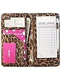 Server Book for Waitress Book with Zipper Pocket, 5x9 Leopard Magnetic Closure Server Wallet with Money Pocket and Zipper Pouch, Restaurant Waitstaff Organizer Fit Server Apron