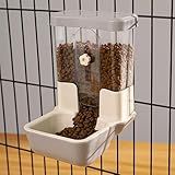 Hanging Automatic Food Dispenser, 27oz Large Capacity Hanging Pet Cage Feeder for Rabbit Bird Chinchilla Hedgehog Guinea Pig Ferret Kitty Puppy (Gray)