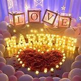 BDUSXYZ 6147pcs Marry Me LED Marquee Light Up Letters Sign Proposal Decorations with 24 LED Heart Shape Light Love Balloon Box for Wedding Valentine Anniversary Party Banquet Props