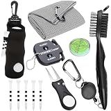 karamagic 11 Pcs Golf Accessories Kit, Include Golf Ball Bag with Hook Tees Towel Cleaner Brush Ball Marker Divot Tool Score Counter