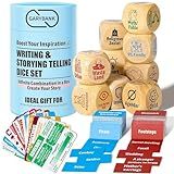 Garybank Inspiration Writing Prompt Dice - W/13 Writing Skill Cards and 200 Character & Event Cards - Storytelling Game for Kids, Writer & Teachers - Creation Set of 9 Story Cubes - Gifts for Writers