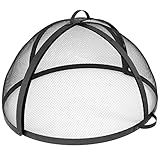 Sunnydaze Fire Pit Screen - Round Fire Pit Spark Screen - Heavy-Duty Steel Mesh Metal Cover with Handle - Fire Pit Screen Cover with Door - 36 Inch Diameter
