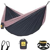 Wise Owl Outfitters Hammock for Camping Single Hammocks Gear for The Outdoors Backpacking Survival or Travel - Portable Lightweight Parachute Nylon SO Charcoal Rose