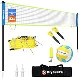 Portable Outdoor Volleyball Net Set 20FT / 32FT, 4 Adjustable Heights