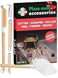 Senwosa Pizza Oven Accessories Set - 3 Piece Pizza Making Kit with Pizza Peel, Pizza Oven & Stone Brush with Scraper, Turning Fork & Bubble Popper - Tools for Indoor Outdoor Brick Wood Gas Ovens