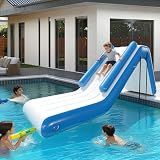 SPECRAFT 10×2.6×4FT Inflatable Water Slide for Lake & Boat, Floating Slide for Adults & Kids, Easy Setup, Blue & White, Durable Outdoor Fun