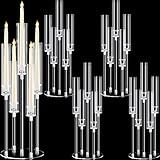 Barydat 4 Pcs Acrylic Candelabra Centerpieces Candle Holder Crystal 5 Arm Candlesticks Holder with Acrylic Shade Pillar Taper Candlestick for Wedding Dinner Party Fit 0.87" LED Candle(Clear,4 Pcs)