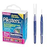 Piksters Interdental Brushes, 40 pk, Size 000, Interdental Tooth Brush for Extremely Tight and Fine Teeth Gaps, Gum Soft Bristles for Plaque Removal, Safe for Braces