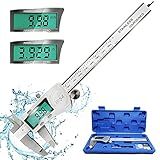 Electronic Digital Vernier Caliper Measuring Tool, IP54 Waterproof Electronic Micrometer Caliper, 150mm/0-6 inch Stainless Steel Vernier Caliper with Large LCD Screen, Inch Metric Conversion
