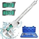 Digital Caliper Measuring Tool, IP54 Waterproof Electronic Micrometer Caliper, Stainlee Steel Vernier Caliper Measuring Tool with Large LCD Screen, Inch Metric Conversion, 6 Inch for Household/DIY
