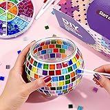 Joyclub DIY Mosaic Candle Holder Kit Mosaic Kits for Adults Stained Glass Tealight Candle Holder for Home Lighting Decor Girls Birthday Craft Gifts