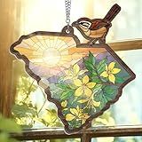 FLAGWIX Christmas South Carolina Gifts for Women Men - Double Layered Window Suncatcher Hanging 6 in - South Carolina Christmas Ornament for Home Decor, House Warming Gifts New Home for Family Friends