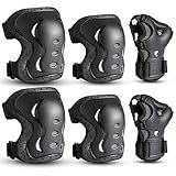 Kids/Youth/Adult Knee Pads Elbow Pads with Wrist Guards Protective Gear Set 6 Pack for Roller Skating Skateboard Cycling Skating Bike Scooter Riding Sports