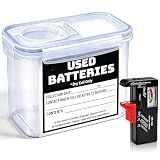 QHAND Battery Recycling Container with Battery Tester for Household, Small