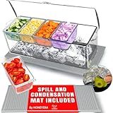 Honeyera Chilled Condiment Server | Hosting Essentials for Up to 80 Oz of Ice | Mimosa Bar Supplies Drain Plug | BPA-Free Taco Bar/Salad Bar | Food-Safe Condiment Caddy (Parent) (Gray, 1 Pack)
